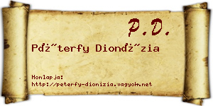 Péterfy Dionízia névjegykártya